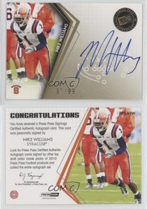 2010 Press Pass Signings Gold /99 Mike Williams #PPS-MW Rookie Auto RC