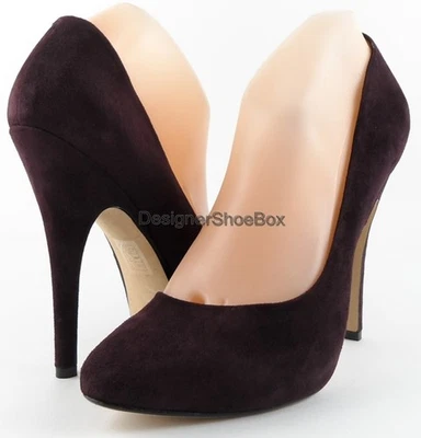 $450 SIGERSON MORRISON LOIS Burgandy Suede Designer Heels Round Toe Pumps 10 - Image 1 of 4