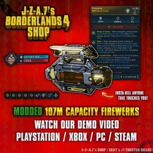 Borderlands 4✨ MODDED 107M CAPACITY ANGRY GOD SHIELD FIREWERKS BL4 ✅PC-PS-XBOX✨ - Picture 1 of 2