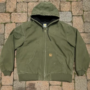 Carhartt Duck Canvas Jacket J130 ARG Army Green Hooded Quilt Lined Herren XL - Bild 1 von 11