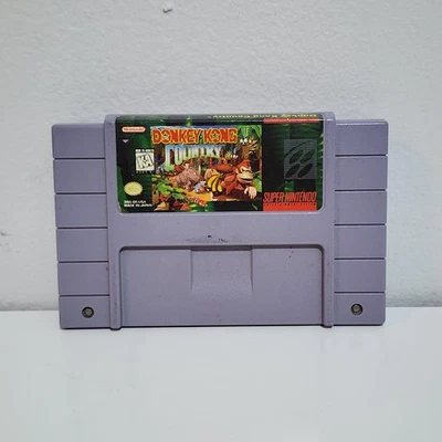 Vintage Donkey Kong Country SNES Super Nintendo Game Cartridge Tested - Image 1 of 4