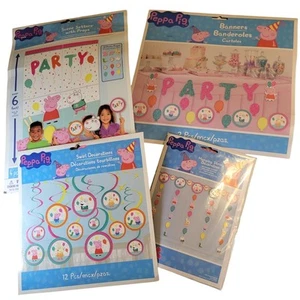 Peppa Pig Party Decor Kit Scene Setters Banner Swirl Hanging Props 31pc Bundle - Picture 1 of 20