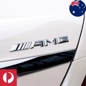 Chrome AMG Emblem Badge Rear Gloss Silver For Mercedes Benz Premium OZ stock - Picture 1 of 2