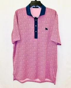 Greyson Golf S/S Polo Shirt Plus Minus Print Wild Rose Pink Men’s L Large - Picture 1 of 9