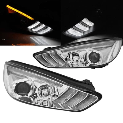 LED Scheinwerfer Set Chrom für Ford Focus MK3 2015–2018 TFL dynamischen Blinker - Bild 1 von 4