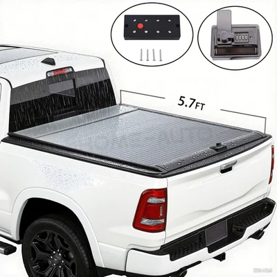 Rear 5.7FT Durable Retractable Hard Tonneau Cover For 2009-2024 Dodge RAM 1500 - Image 1 of 4