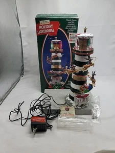 Vtg Mr Christmas Montauk Lighthouse Revolving Santa And Reindeer Not Working - Bild 1 von 24