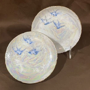 Antique ROSENTHAL Versailles Bavaria 6" Plates Iridescent Blue Birds Gold Trim - Picture 1 of 12