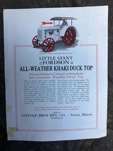 Rare Old Fordson Little Giant Khaki Duck Top Flyer Steinbeck Bros. Peoria ILL - Picture 1 of 2