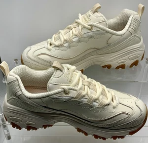 Ladies Skechers D’Lites Neutral Beige Off White Tan Sneakers Size 5 MEMORY FOAM - Picture 1 of 24