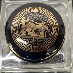 Lidded Trinket Box HandMade in Greece Marked St 24k Gold Stakias P. Vintage - Picture 1 of 8