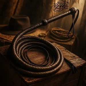Indiana Jones Cowhide Leather BULL WHIP 08 Feet Long 12 Plaits Dark Brown Whip - Picture 1 of 4