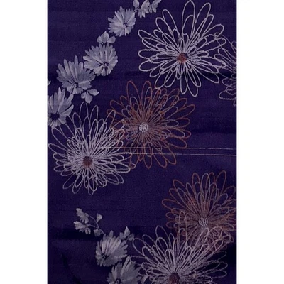 Tela kimono de seda vintage Meisen Japón púrpura y naranja crisantemo 14" x 114" Foto 1 de 4