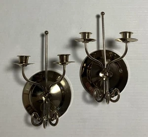MCM Portacandele da Parete in Ottone Bracci Curvi per 2 Candele Set di 2 - Foto 1 di 11