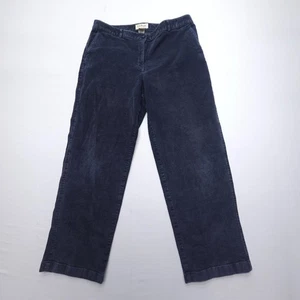 LL Bean Straight Corduroy Pants Womens 14 Dark Blue Heavy Cotton Favorite Fit - Picture 1 of 11