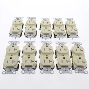 10 Hubbell Almond Tamper Resistant Commercial Duplex Receptacles 20A CR20ALTR - Picture 1 of 6