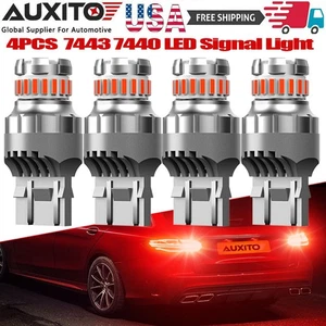 AUXITO 7443 7444 7440 LED Tail Light Bulbs Pure Red Ultra Bright Free Return 4X - Picture 1 of 14