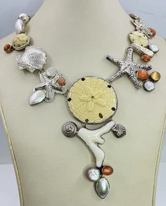 AKR AMYKHAN RUSSELL FANTASTICA COLLANA CONCHIGLIA - PERLE ARGENTO 925 (S1020) - Foto 1 di 8