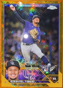 2023 Topps Chrome Logofractor Gold/50 Refractor Ezequiel Tovar RC Rookie - Imagen 1 de 2