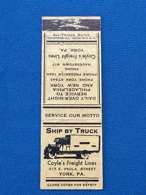 Coyle's Freight Lines Trucking York Pennsylvania VTG Matchbook Cover Lt#2114 - Image 1 of 2