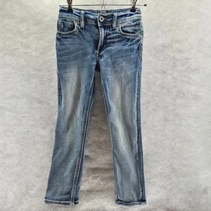 BKE Denim Conner Straight Leg Blue Jeans Kids Size 8 Denim Distressed Adjustable - Picture 1 of 5