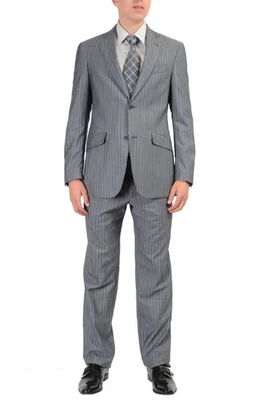 Etro Wool Silk Gray Striped Two Buttons Men's Suit Size 38 40 42 - Image 1 of 4