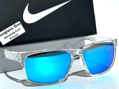 Nike CRUISER Shiny Clear UV PROTECTIVE Blue Mirror Lens Sunglass EV0834 914 - Image 1 of 4