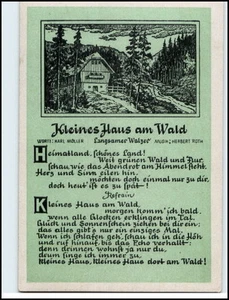 Liedkarte Lied-AK ~1955 DDR Musik Text "Kleines Haus am Wald" Langsamer Walzer - Bild 1 von 1