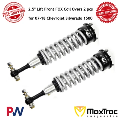 MaxTrac 2.5" elevação dianteira FOX bobina overs 2 peças para 07-18 Chevrolet Silverado 1500 - Imagem 1 de 2