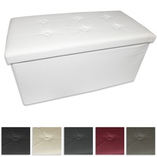 Pouf Panca Contenitore Ecopelle Panca Seduta Baule Poggiapiedi Vari Colori V2