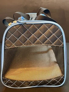 Sherpa Element Deluxe Medium Quilted Pet Carrier Black/Teal With Mesh Sides - Picture 1 of 11