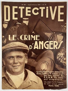 Detective, 10 Fèvrier 1938, No. 485, Vintage French True Crime Magazine, Pulp - Picture 1 of 5