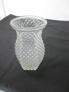 Vintage Hoosier Glass Vase 4071 Clear Diamond Cut Faceted Pattern 6 Sides 5.5" H - Picture 1 of 3