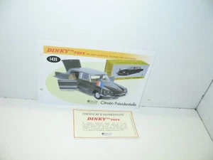 1 Card + Cert. Dinky Toys Atlas Repro Ref 1435 Citroen Présidentielle - Picture 1 of 1