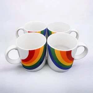 VTG 1984 FTDA Rainbow Retro Pride Coffee Mug SET OF 4 12oz 🌈 - Picture 1 of 12