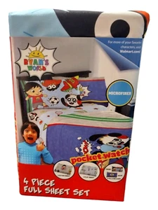 Ryan's World  Kids Microfiber Full  Bedding Sheet Set 4 Piece 2 Pillowcase - Picture 1 of 3