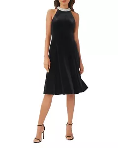 Adrianna Papell verziertes Samtkleid für Damen schwarz B4HP 199 $ - Bild 1 von 12