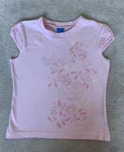 BEAUTIFUL VINTAGE PINK FLORAL & BUTTERFLY COTTON SUMMER TOP AGE 7 FROM ADAMS - Picture 1 of 5