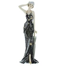 Widdop Bingham Stunning Art Deco Figurine ''Broadway Belles'' Lady Standing Rose