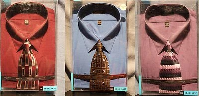 3 XXL 男式连衣裙衬衫和 3 件丝绸领带易护理蓝色薰衣草棉混纺新品 — 第 1/4 张图片