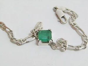 BRAZALETE DE ESMERALDA Y PLATA DE LEY 925 - Imagen 1 de 6