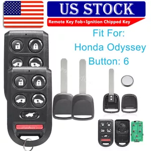 2 Replacement For 2005 - 2010 Honda Odyssey 6B Remote Car Key Fob + Key 46 chip - Bild 1 von 12