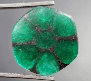 Natural 18.50 Ct Trapiche Emerald Round Rough Certified Colombian Loose Gemstone - Picture 1 of 6