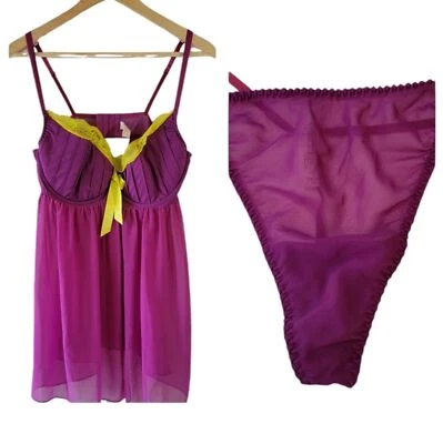 Conjunto de cami e calcinha íntima CACIQUE lavanda tamanho 18/20 coquete menina fada camponesa - Imagem 1 de 4