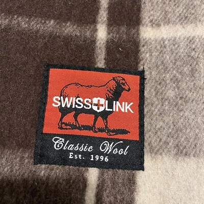 Manta de lana clásica Swiss Link 5 X 7 pies nueva sin etiquetas marrón/crema a cuadros talla doble Foto 1 de 4