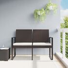 2-Seater Garden Bench With Cushions Brown Pp Rattan