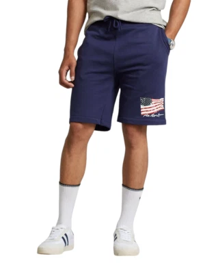 Polo Ralph Lauren Navy USA American Flag Fleece Shorts New - Image 1 of 2