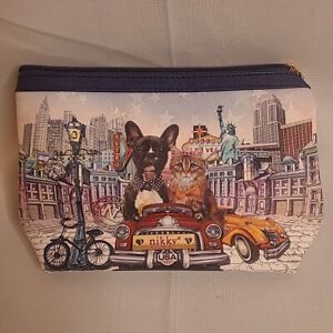 Nikky By Nicole Lee Cosmetic Bag Las Vegas Cat Dog Car Strip