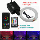 300pcs 3m End Glow Optic Fiber Light Bluetooth +Music Control Car Roof Star Lamp