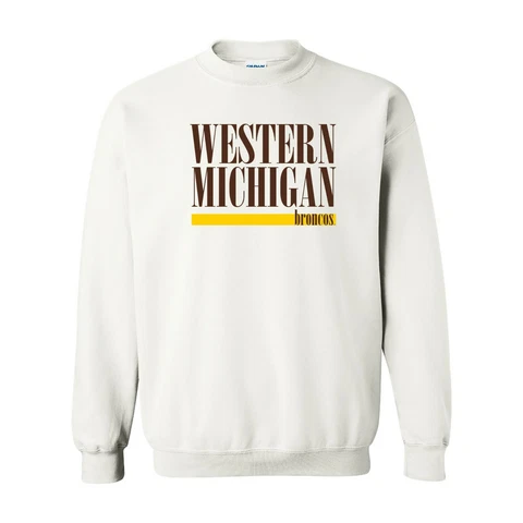 Western Michigan Broncos Rockets Boldline Crewneck Sweatshirt - White Cover
